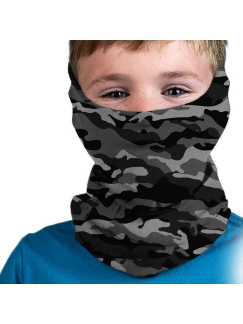 Neck Gaiter Gray Camouflage Boys SA Face Mask Headband Shield Wrap Kids